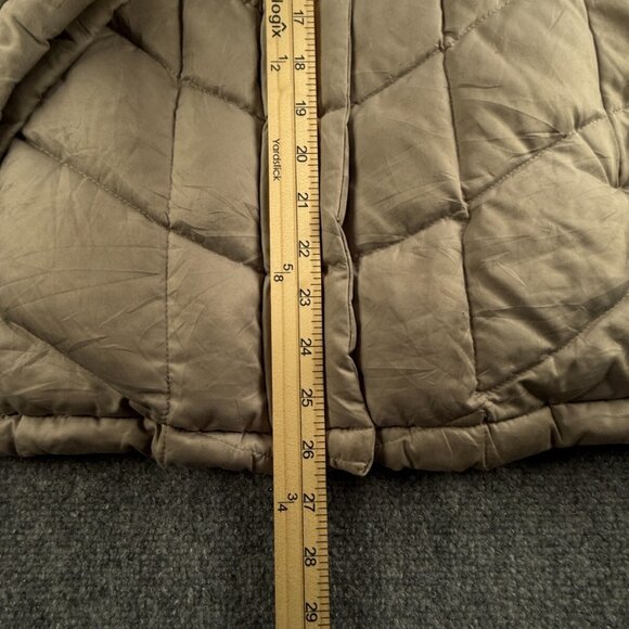 Patagonia Down Fill Puffer Jacket Coat Women Long Beige Hooded Medium Full Zip - Picture 4 of 16